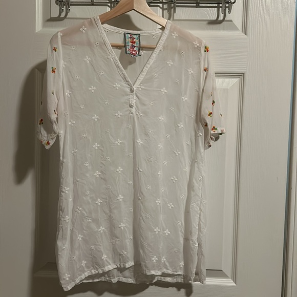 Johnny Was sheer color embroidered top - Picture 1 of 7